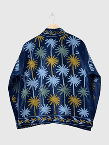 Chaqueta de Terciopelo Bordada con Cuello Mandarín, Manga Larga, Estampado Floral, Bordado a Mano, Cierre de Cremallera, Tallas Grandes para Mujer, Ropa de Primavera - Product Image 3