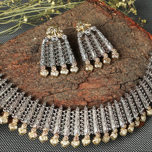 Conjunto de Joyería Tradicional Bohemia para Amantes de la Moda, Collar con Bisel Chapado en Oro, Pendientes Jhumka, Joyería para Mujer, Compromiso, Boda - Product Image 2