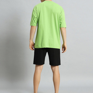 Nouvel ensemble d'été décontracté pour homme : T-shirt à manches courtes et short respirant 100 % coton, séchage rapide, motif uni, personnalisable - Product Image 5