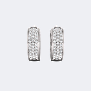 ต่างหูเพชรทรงกลม 0.35 กะรัต แบบฝังเพชรสองแถวทรงห่วง - Product Image 5