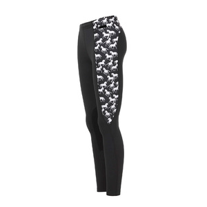 Pantalon d'équitation taille haute pour femme, longueur intégrale, noir avec imprimé cheval blanc, bande latérale, extensible dans quatre directions, vêtements d'équitation 2026 - Product Image 1