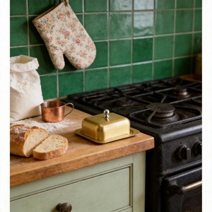 Élégante becasse à beurre dorée avec couvercle, pour cuisine et table à manger, support à beurre élégant et haut de gamme, adapté aux restaurants et cafés - Product Image 4