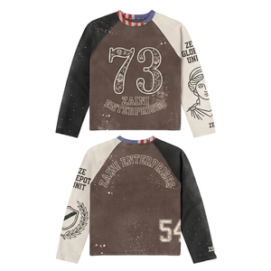 เสื้อยืดคอโอ แขนสั้น ผ้าวาฟเฟิลเนื้อนุ่ม พรีเมียม 280 GSM สีน้ำตาลดำ สำหรับผ้าสแปนเด็กซ์/คอตตอน  ปักลายแบบเป็นทางการตามสั่ง - Product Image 1