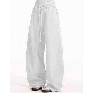Pantalon de survêtement personnalisé pour femme, hiver, écologique, respirant, doublure polaire, mélange de coton, taille élastique, jambe large, avec cordon de serrage et poches - Product Image 2