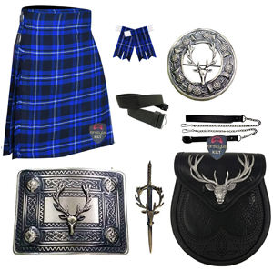 Ensemble complet de 8 pièces pour kilt écossais avec kilt traditionnel, accessoires en cuir tête de cerf et ensemble de franges - Product Image 6