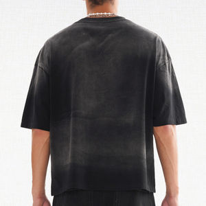 เสื้อยืดคอตตอนย้อมสีเอซิดคุณภาพสูงสั่งทำขายส่ง เสื้อยืดแขนสั้นคอกลมสำหรับผู้ชาย เสื้อยืดสำหรับวิ่งออกกำลังกายฤดูร้อน เสื้อยืดย้อมสีเอซิดสำหรับผู้ชาย - Product Image 3
