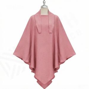 Precio de Fábrica al por Mayor, Tela de Poliéster Crepé de Color Personalizado, Hijab Khimar de Una Capa para Mujeres Musulmanas, Suave y Transpirable para Oración del Eid - Product Image 4