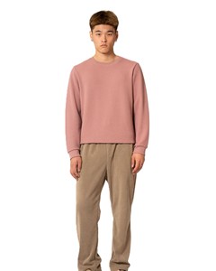 Men's <b>Pink</b> Knitted Crew Neck Pullover Oversized Fit Solid Color Casual Autumn <b>Sweatshirt</b> 340g - Product Image 3