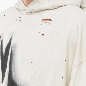 Sweats à capuche d'hiver personnalisés effet vieilli, double couche, effet délavé vintage, bords bruts, panneaux délavés, construction de haute qualité, streetwear - Product Image 2
