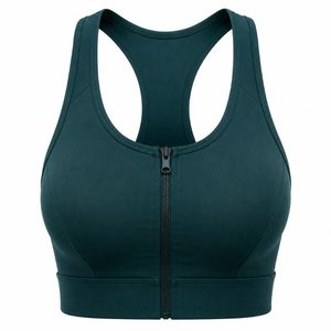 HMA SPORTS APPAREL เสื้อชั้นในกีฬาสำหรับผู้หญิงแบบ Racerback สีดำ ซิปด้านหน้า รองรับแรงกระแทกสูง ไร้ตะเข็บ สำหรับโยคะ ระบายอากาศได้ดี แห้งเร็ว น้ำหนักเบา - Product Image 5