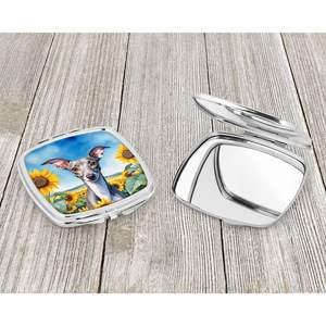 Espejo de maquillaje de viaje compacto con girasoles de Galgo Italiano, regalo de diseño de mano plegable para mujeres y niñas - Product Image 3