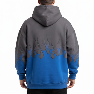 Custom Flame Pattern <b>Men</b> <b>Hoodie</b> Cotton <b>Fleece</b> <b>Oversized</b> Sweatshirt Long Sleeve Pullover Casual Winter <b>Hoodie</b> - Product Image 2