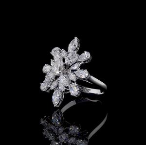 Luxury Floral Diamond <b>Ring</b> Marquise & Pear Cut Diamond <b>Ring</b> Lab Grown Diamond <b>Ring</b> Statement <b>Cocktail</b> <b>Ring</b> | Custom Fine Jewelry - Product Image 4