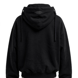 Sudadera con Capucha Negra para Hombre, 100% Algodón, Felpa, Corte Regular, con Bolsillo, Estilo Casual, Color Sólido, para Otoño e Invierno - Product Image 3