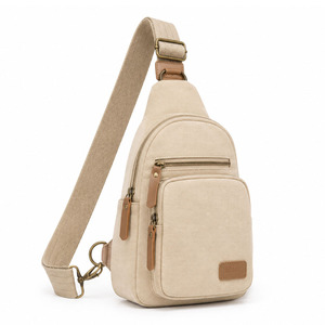 Sac à bandoulière en toile unisexe, léger, pour voyage, avec plusieurs poches, sangle réglable pour les activités de plein air - Product Image 1