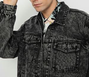 แจ็คเก็ตยีนส์ผู้ชายคุณภาพสูง ปักโลโก้ตามสั่ง ซับในโพลีเอสเตอร์ ซิป คอปกผ้าแคนวาส ปักลายด้านหน้า ปรับแต่งได้ - Product Image 5