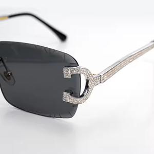 Gafas de Sol de Diamantes de Diseño de Lujo al por Mayor para Hombre, Montura Azul con Logotipo en la Lente, Estilo Hip Hop, Alta Calidad, Exportación a India - Product Image 6
