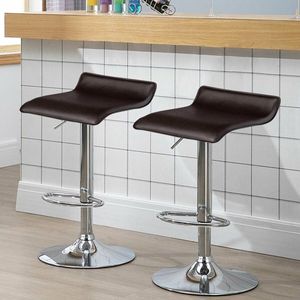 Set of 2 Modern Design <b>Adjustable</b> PU Leather Backless Bar <b>Stools</b> - Product Image 6