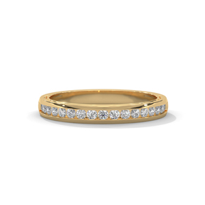 Gold Plated Eternity Band Diamond <b>Ring</b> Full Eternity Wedding <b>Ring</b> Round Cut Stone <b>Couple</b> Jewelry - Product Image 1
