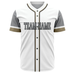 Camiseta de Béisbol Personalizada para Hombre, con Botones, en Oro Blanco, Transpirable, Uniforme Deportivo para Equipos de Softbol - Product Image 2