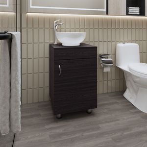 FM FURNITURE Mobile Bagno Integrato Loli con Lavabo e Rubinetto Colore Wengue - Product Image 1
