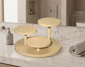 3 Tier Round <b>Wooden</b> Display Organizer For Perfumes Cakes Shop Display Party Decoration And Tabletop Serving Stand From India - Product Image 5