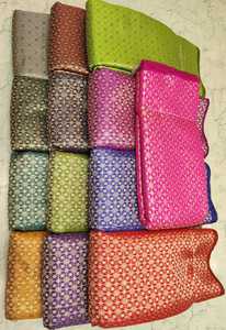 Premium Quality Brocade Jacquard Silk Fabric Floral Woven Pattern Medium Weight 200g/m for Sarees <b>Curtains</b> Home Decoration - Product Image 5