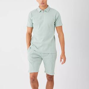 Ensemble polo gaufré OEM et short de survêtement Col rabattu Logo personnalisé Deux pièces Survêtement pour hommes - Product Image 2