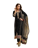 Malaika Arora, actrice indienne, porte un magnifique salwar kameez noir en tissu faux georgette lourd, taille M à XXL, avec un ensemble dupatta.