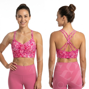 Comfortable <b>LOW</b> MOQ Custom Printed Sports <b>Bra</b> Shoulder Straps Padded Yoga Gym Fitness Compression Workout Stretch Breathable <b>Bra</b> - Product Image 2