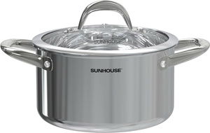 Ensemble de casseroles SUNHOUSE en acier inoxydable 4 pièces pour usage domestique, compatible avec les cuisinières à gaz, comprend des casseroles, des poêles, passe au four et au lave-vaisselle - Product Image 5