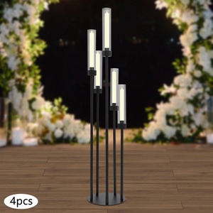 Elegant <b>Black</b> Metal Five Arm Candle Stand Luxury <b>Candelabra</b> for Wedding Reception Anniversary Party Decoration At Lowest Prices - Product Image 1