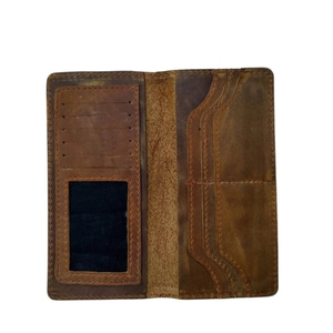 Vertical Long <b>Wallet</b> Vintage Distressed Leather Slim Checkbook <b>Passport</b> <b>Holder</b> Multi Card Slots ID Window Cash Pocket Organizer - Product Image 3