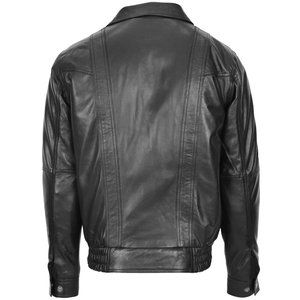 Men's Black Nappa Leather Blouson <b>Jacket</b> Classic Fit Premium Fashion Outerwear OEM Manufacturer - Product Image 3