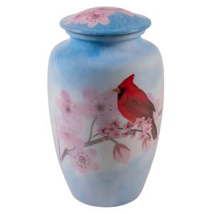 Urna Funeraria Blanca Estilo Americano de 200 Pulgadas Cúbicas con Diseño de Cardenal - Product Image 6