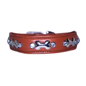 High Quality Leather Dog Collar Bling Pet Collar Leather Pearls Diamonds Studded Adjustable Heavy Duty
