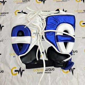 Nouveaux gants de boxe professionnels en cuir « No Boxing No Life », ensemble d'entraînement à lacets, blanc et bleu, fabriqués au Mexique, sur mesure pour adultes - Product Image 5