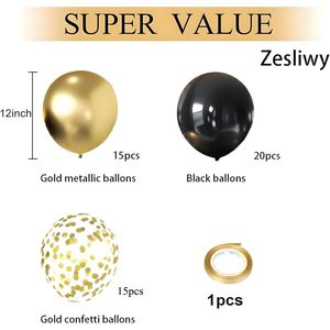 Confezione da 50 Palloncini in Lattice Metallizzato Nero e Oro per Feste di Compleanno, Laurea, Anniversario e Capodanno - Product Image 3