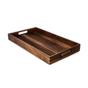 Rustic Wooden Serving Tray with Metal Accent Corners Handles Rectangular Breakfast Tea Coffee Serving Platter Home <b>Organiser</b> - Product Image 2