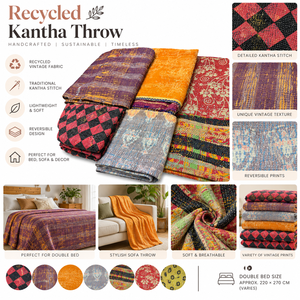Wholesale Recycled Kantha <b>Throw</b> Double Bed Cotton <b>Quilt</b> Handmade Patchwork Vintage Boho Bedspread Blanket Home Decor Textile - Product Image 6
