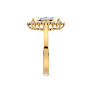 แหวนหมั้นเพชรทรงมาร์คีส์ 1.32 กะรัต ประดับด้วยเพชรแบบฮาโล ตัวเรือนทองคำ 18K สีเหลือง ขาว และโรสโกลด์ - Product Image 3