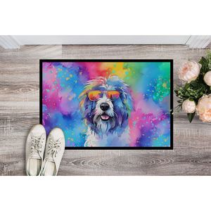 Old English Sheepdog Hippie Felpudo Antideslizante Interior/Exterior Lavable Alfombra de pila baja 24H X 36W para entrada de puerta delantera - Product Image 2