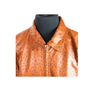 Veste en cuir d'autruche gaufré de luxe pour homme, style motard classique, en cuir véritable, service OEM ODM, échantillon disponible en gros - Product Image 2