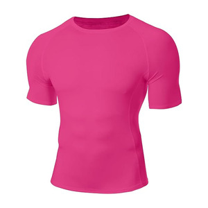 Camiseta Deportiva de Compresión Ligera para Hombre, Color Rosa, de Secado Rápido, Manga Corta, Ajustada, para Gimnasio, Running y Entrenamiento - Product Image 5