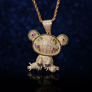 Nuevo Collar con Colgante de Oso con Incrustaciones de Moissanita, Cadena Tipo Tenis, Color Dorado, Joyería Hip Hop para Hombre y Mujer, Estilo Bling - Product Image 5