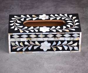 Fournisseur indien Élégant distributeur de serviettes en bois incrusté de nacre pour les réglages de table modernes de l'exportateur indien - Product Image 5