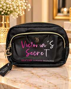 Bolsa de cosméticos de viaje a rayas rosas con cremallera, bolsa de maquillaje de gran capacidad, organizador de artículos de tocador de estilo de diseñador para mujer - Product Image 5
