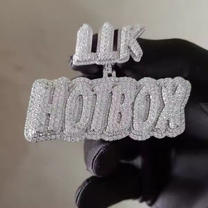 <b>Custom</b> <b>Name</b> Iced Out Pendant, Personalized Hip Hop <b>Necklace</b>, Diamond Letter Pendant, Bling Nameplate - Product Image 1