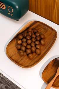 Plato de Madera de Nogal, Plato Japonés de Madera Maciza, Plato Ovalado Irregular para Frutas, Plato de Madera para el Hogar, Plato Creativo para Dim Sum y Té - Product Image 4