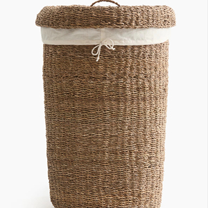 ตะกร้าหวายทรงกลมขนาดใหญ่พร้อมฝาปิด ตะกร้าเก็บของทำมือ ขายส่ง เป็นมิตรกับสิ่งแวดล้อม ผลิตในเวียดนาม - Product Image 1